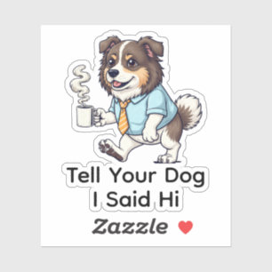Funny Icelandic Sheepdog Dog Business Suit Coffee Sticker