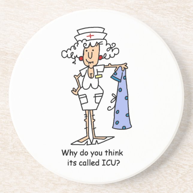 Funny ICU Nurse T-shirts and Gifts Drink Coaster (Front)
