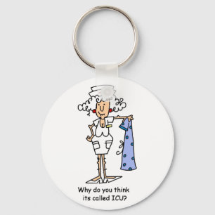 Funny ICU Nurse T-shirts and Gifts Keychain