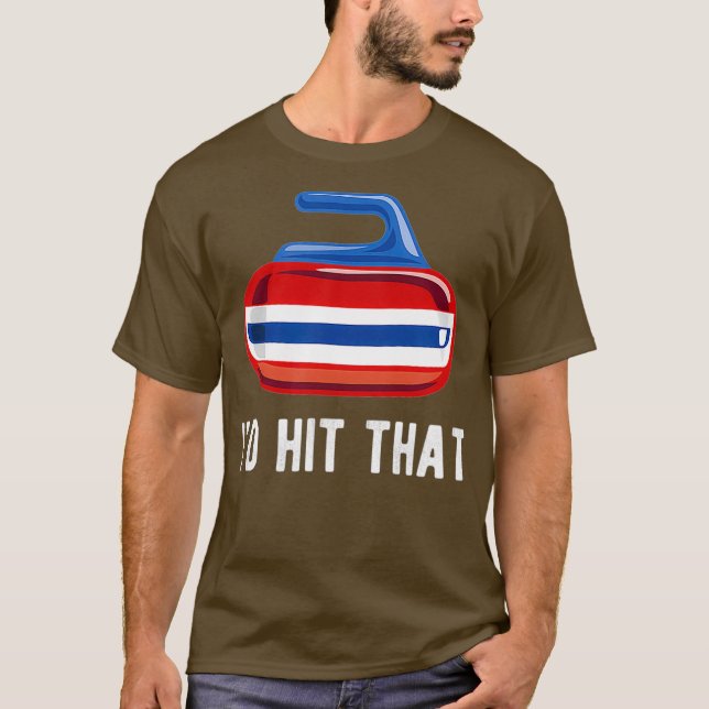 Funny Id Hit That Curling Team Sweeping Rock T-Shirt (Front)