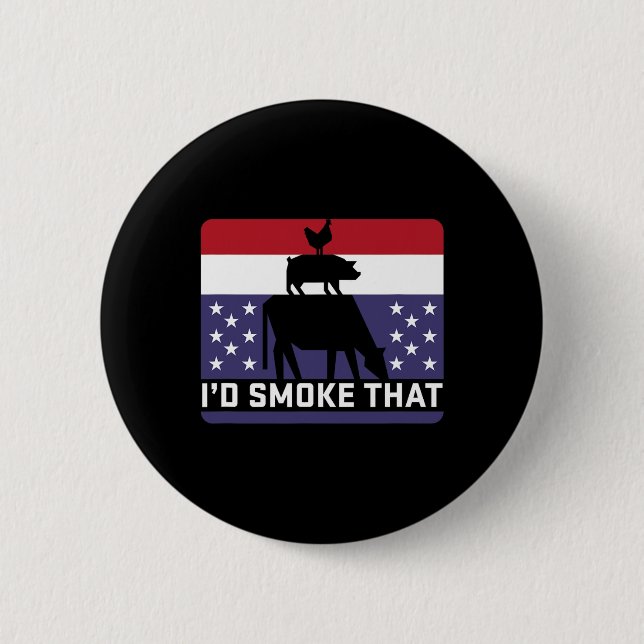 Funny I'd Smoke That Barbecue Retro Grilling Bbq  Button (Front)