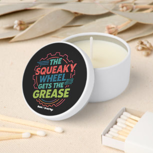 Funny Idiom Retro Squeaky Wheel Gets the Grease Mini Candle Favors