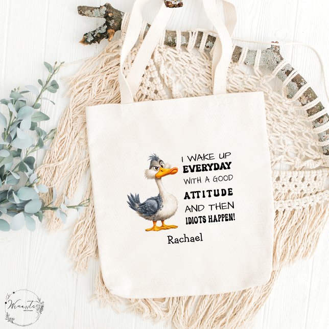  Funny "Idiots Happen" Angry Duck Personalized Tote Bag (Creator Uploaded)