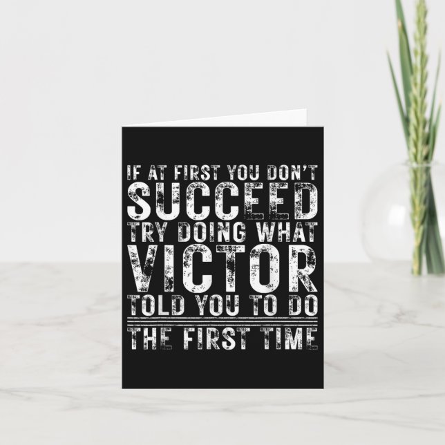 Funny If At First You Dont Succeed Birthday Victor Card (Front)