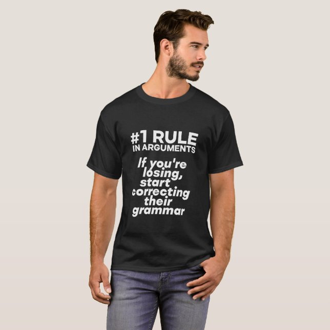 Funny If Losing Argument Start Correcting Grammar T-Shirt (Front Full)