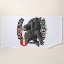 Funny Iguana Back Off She's Mine Beach Towel