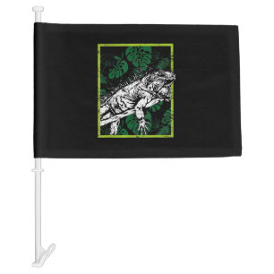 Funny Iguana Lovers Gift Car Flag
