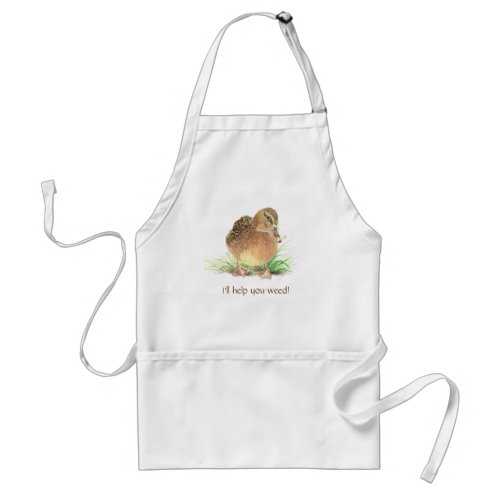 Funny Ill help you weed cute Duck _ Garden Adult Apron