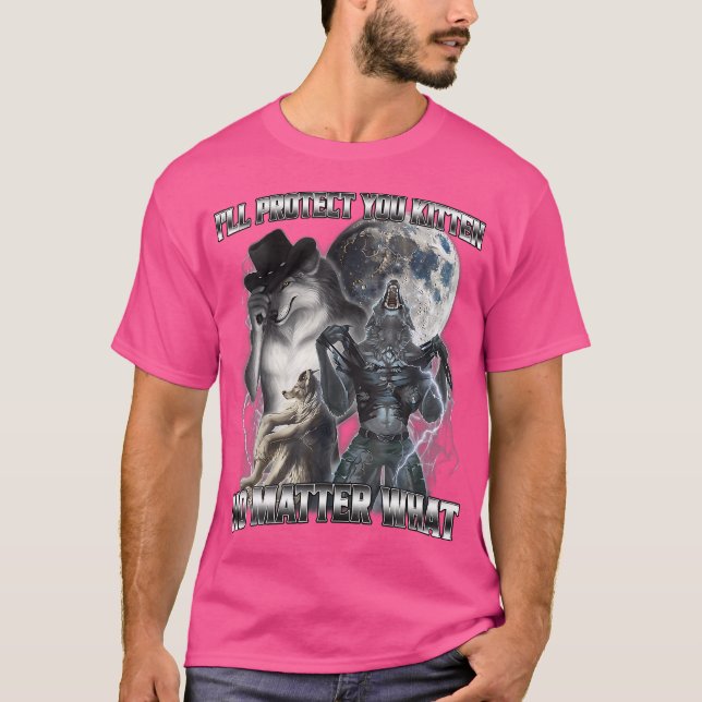 Funny I'Ll Protect You Kitten Alpha Wolf T-Shirt (Front)