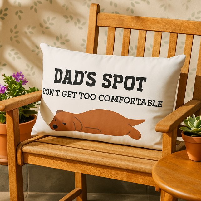 Funny illustration DADS SPOT Fun Gift for Dad  Lumbar Pillow (Creator Uploaded)