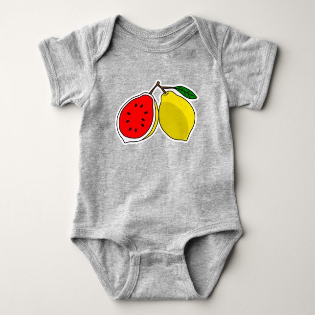 Funny Illustration of Lemon & Watermelon hybrid Baby Bodysuit (Front)