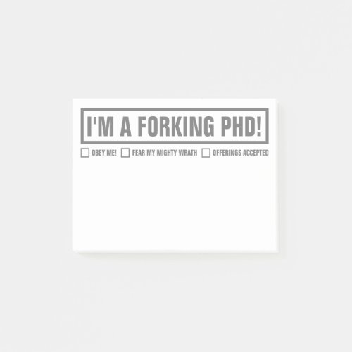 Funny Im A Forking PhD 4x3 Post_it Notes