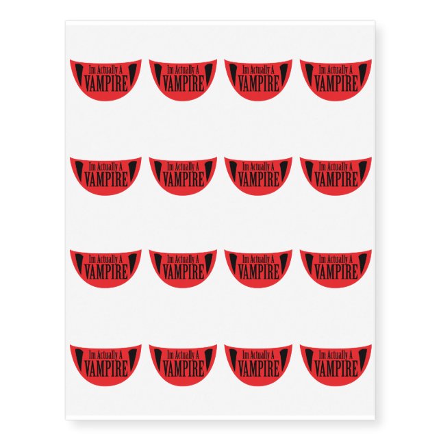 Funny Im Actually A Vampire Halloween Meme Funny Temporary Tattoos (Front)