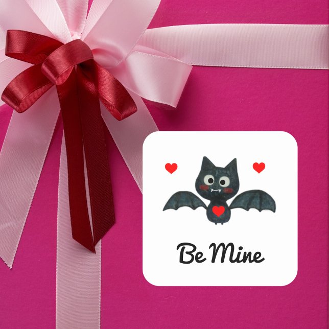 Funny I'm Batty About You Bat Valentine Square Sticker (Creator Uploaded)