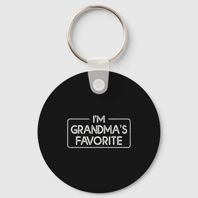 Funny I'm Grandma's Favorite Grandson Granddaughte Keychain (Front)