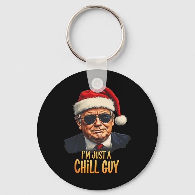Funny I'm Just A Chill Guy Trump Christmas Meme  Keychain (Front)