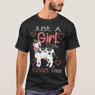 Funny I'm Just A Girl Who loves Cows, Cow Farmer F T-Shirt