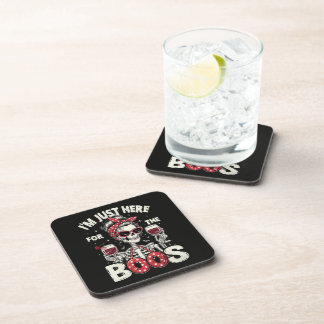 Funny I'm Just Here for The Boos Skeleton Beverage Coaster