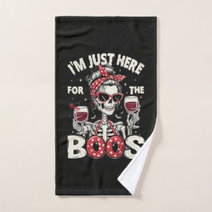Funny I'm Just Here for The Boos Skeleton Hand Towel