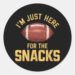 Funny I'm Just Here For The Snacks Football 1 Classic Round Sticker