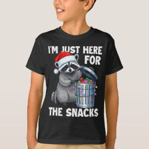 Funny I'm Just Here For The Snacks Raccoon Christm T-Shirt