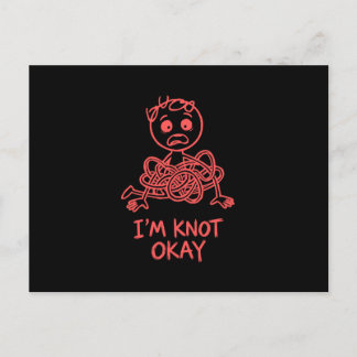 Funny Im Knot Okay Pun Tangled Stick Figure Postcard