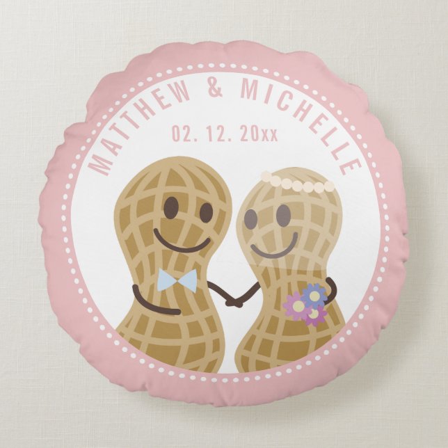 Funny I'm Nuts About You Happy Wedding Anniversary Round Pillow (Front)
