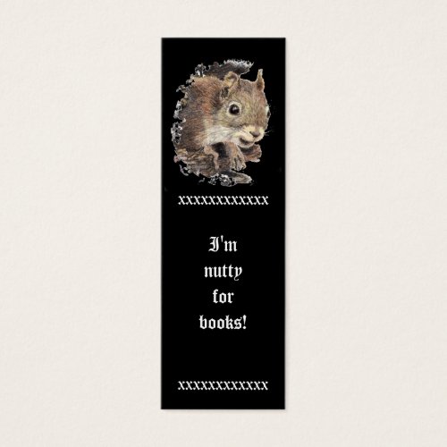 Funny, I'm Nutty for Books, Cute Squirrel Bookmark Business Card Templates