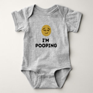 Funny "I'm Pooping" Cute Emoji Baby Bodysuit