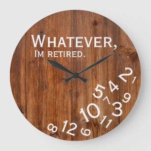 Funny I'm Retired Rustic Wood Retirement Brown Large Clock