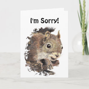 Funny I'm Sorry, Forgive Me with Cute Squirrel Letterpress Thank You Card