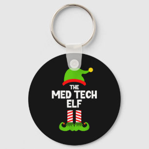 Funny I'm The Med Tech Elf Christmas Xmas Medical Keychain