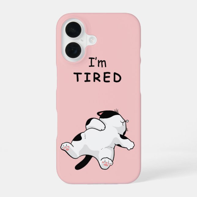 Funny "I'm Tired" Sleeping Cat iPhone Case (Back)