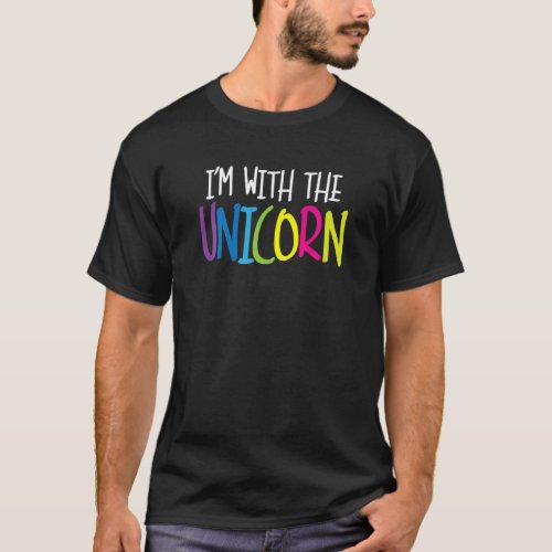 Funny Im With The Unicorn Halloween Costume Dad M T_Shirt