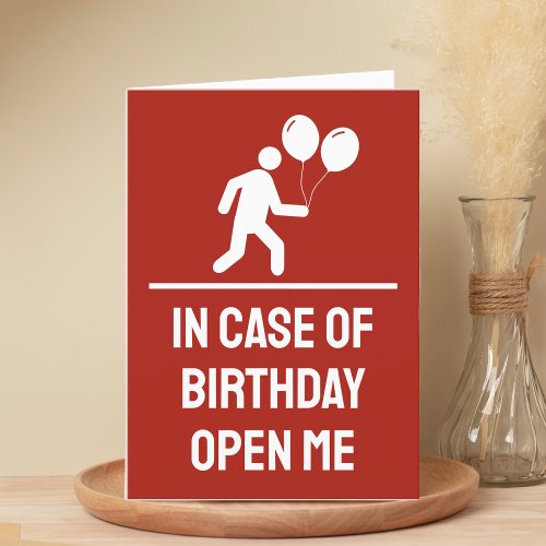 Funny In Case of Birthday Red Warning Safety Sign Thank You Card