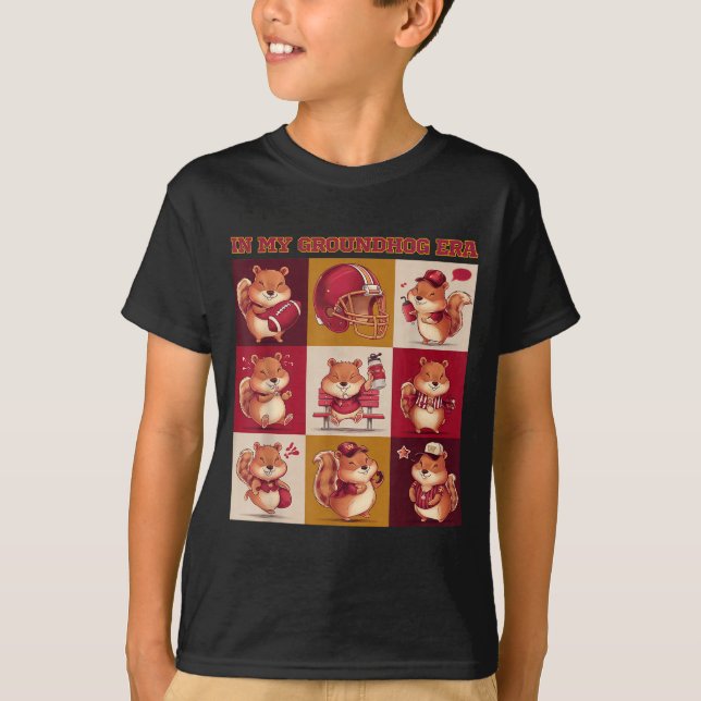 Funny In My Groundhog Era Football Happy Groundhog T-Shirt (Front)