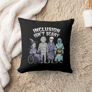 Funny Inclusion Isn't Scary Teacher Halloween 2024 Throw Pillow