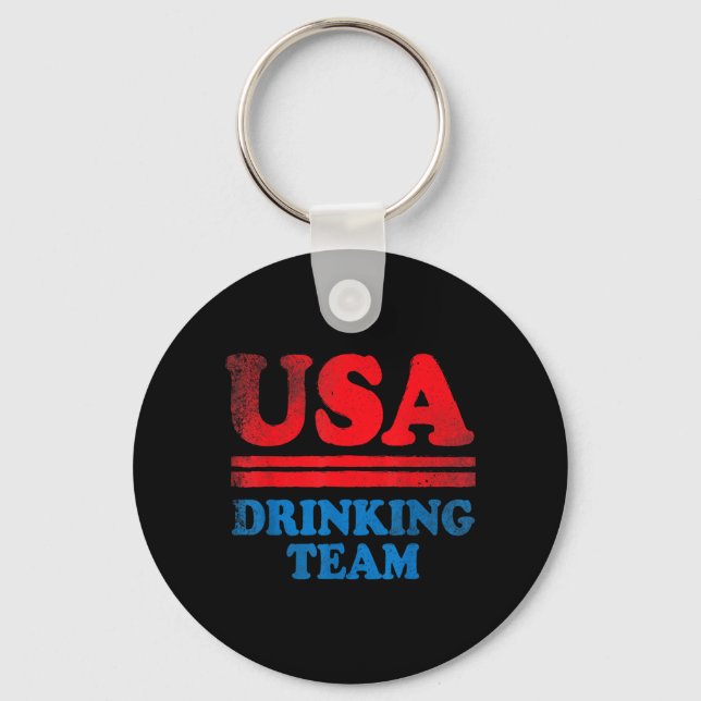 Funny Independence Day apparel USA Drinking Team Keychain (Front)
