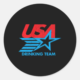 Funny Independence Day T Shirt Usa Drinking Team 4 Classic Round Sticker