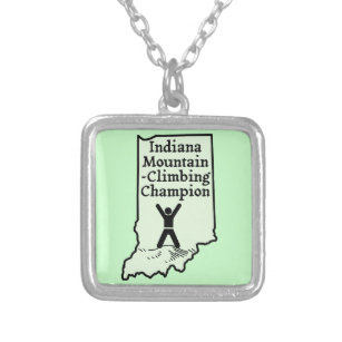 Funny Indiana Mountain Climbing Champion Silver Plated Necklace