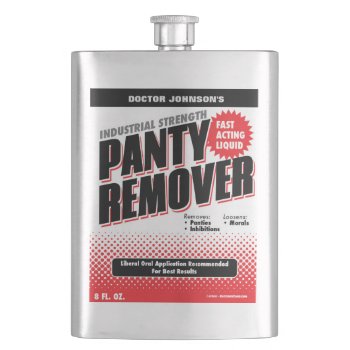 Funny Industrial Panty Remover Gag Gift Flask by BastardCard at Zazzle