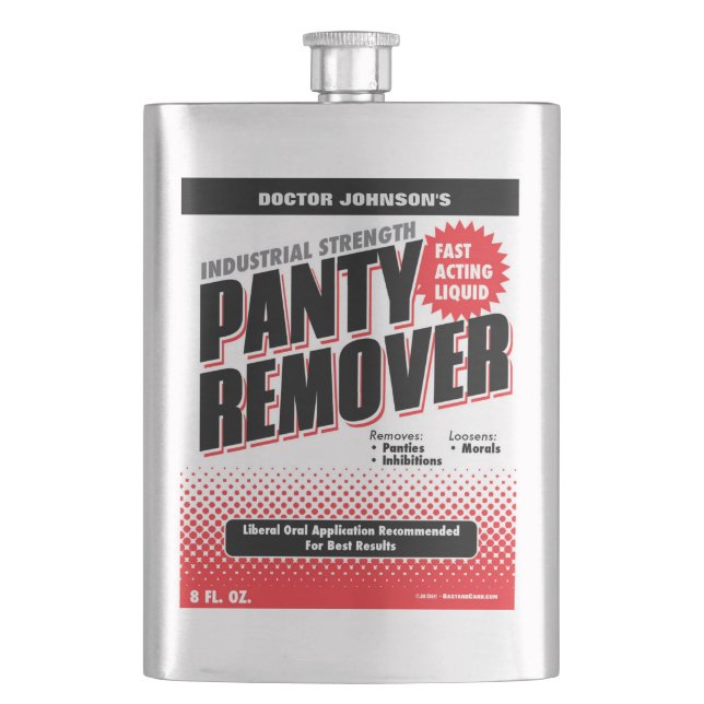 Funny Industrial Panty Remover Gag Gift Flask (Front)