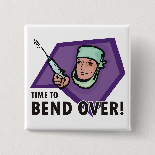 Funny injection doctor / nurse - squirting syringe button (Front)