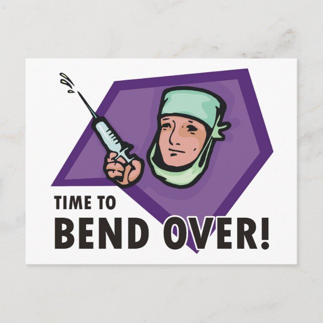 Funny injection doctor / nurse - squirting syringe postcard (Front)