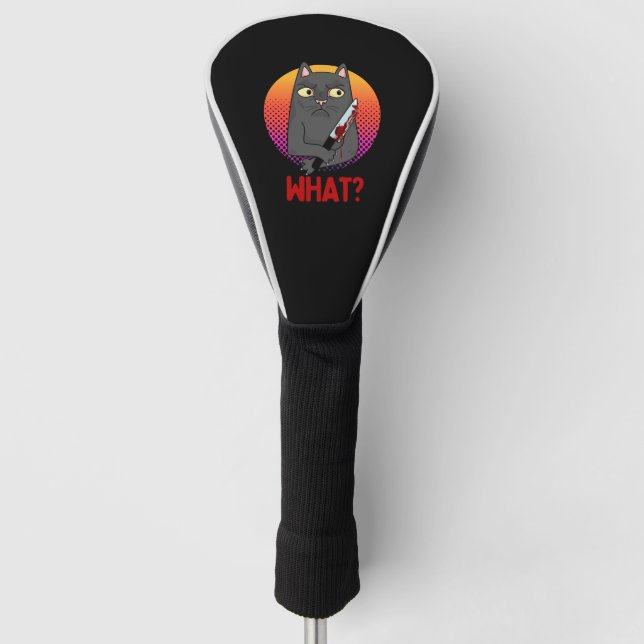 Funny Innocent Murder Cat Scary Golf Head Cover (Front)