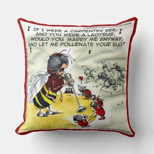 Funny Insect Nightclub Singer Cotton Throw Pillow
