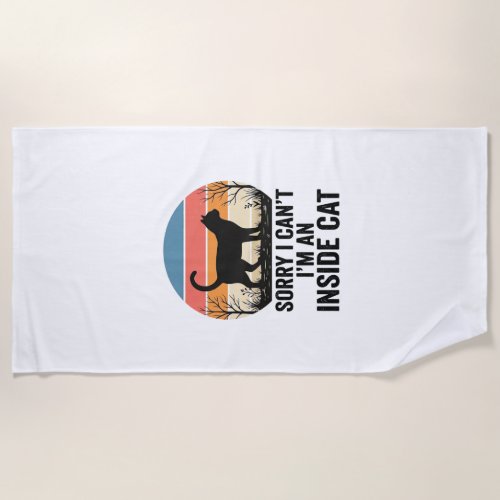 Funny Inside Cat Vintage Cat Lover Design_1 Beach Towel