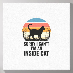 Funny Inside Cat Vintage Cat Lover Design_1 Canvas Photo Tile