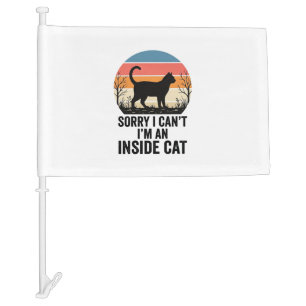 Funny Inside Cat Vintage Cat Lover Design_1 Car Flag