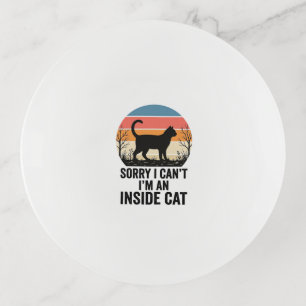 Funny Inside Cat Vintage Cat Lover Design_1 Trinket Tray